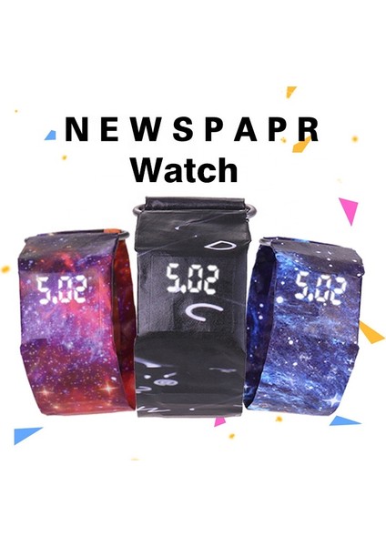 Mavi Gökyüzü Kağıt Sıcak Yaratıcı Erkekler LED Kağıt Izle Su Geçirmez Izle Erkek Kız Öğrenci Kağıt Kayış Dijital Saatler Relogio Feminino Hodinky (Yurt Dışından) fırsatları