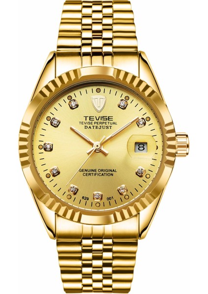 629-001 Tam Altın Mekanik Saatler Su Geçirmez Iş Takvimi Izle Basit Paslanmaz Çelik Izle Otomatik Mekanik Saat Erkekler (Yurt Dışından)