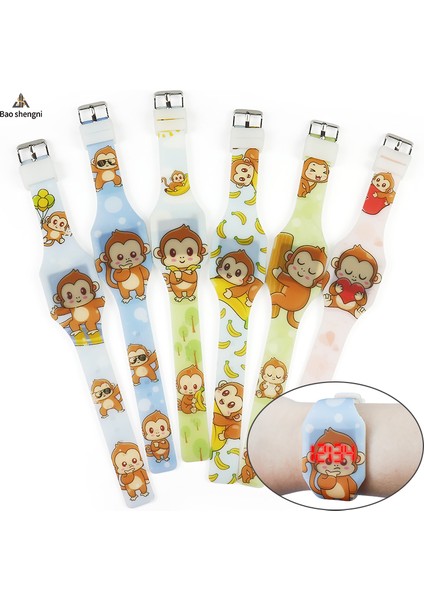 Tasarım 03 Izle ve Dijital ve Çocuklar Renkli Aydınlık Çocuk Dijital Saat Silikon LED Işık Izle Maymun Karikatür Hediye Çocuklar Çocuklar Için Izle (Yurt Dışından) modelleri