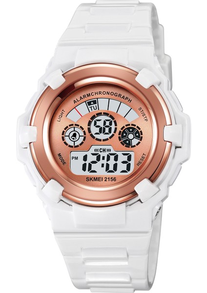 Beyaz Çocuk Dijital Saat 2156 Skmei 2156 Gençler Spor Izle Erkek Kız LED Dijital Saat Çocuk Su Geçirmez 50 M (Yurt Dışından)