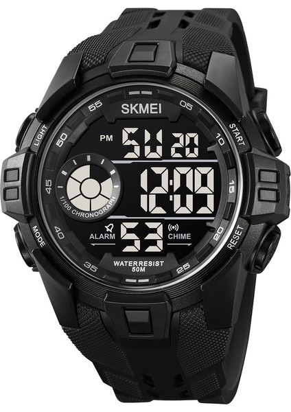 Siyah Dijital Saat Özel Logo 2123 5ATM Su Geçirmez Reloj Yuvarlak Beyaz Renk Erkekler Kronograf Çift Zamanlı Ekran Açık Spor Dijital Saat (Yurt Dışından)