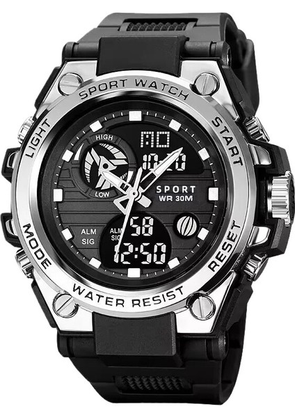 Mavi Spor Dijital Erkek Bilek Saatler Ikili Zaman LED Analog Su Geçirmez Saat Kuvars Dijital Spor Saat Relogio Masculino (Yurt Dışından)