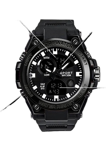 Mavi Spor Dijital Erkek Bilek Saatler Ikili Zaman LED Analog Su Geçirmez Saat Kuvars Dijital Spor Saat Relogio Masculino (Yurt Dışından)