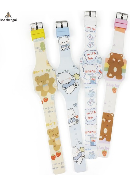 Stil 4 Karikatür/spor Karikatür Hayvan Tasarım Özel Renkli Baskı Desen Çocuk Elektronik Saat Silikon LED Dijital Saat Hediye Için (Yurt Dışından) modelleri