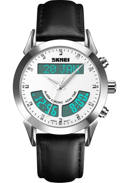 Deri 02 Erkekler Dijital Saatler Yeni Stil Safir Kristal Ayna Skmei Izle Moda Paslanmaz Çelik Deri Erkek Dijital Saatler (Yurt Dışından)