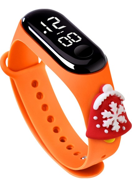 Turuncu Çan Noel Tema Bebek Hediyesi Çocuk Bilekliği Yenilikçi Erkek ve Kız Plastik Dijital Saat (Yurt Dışından)