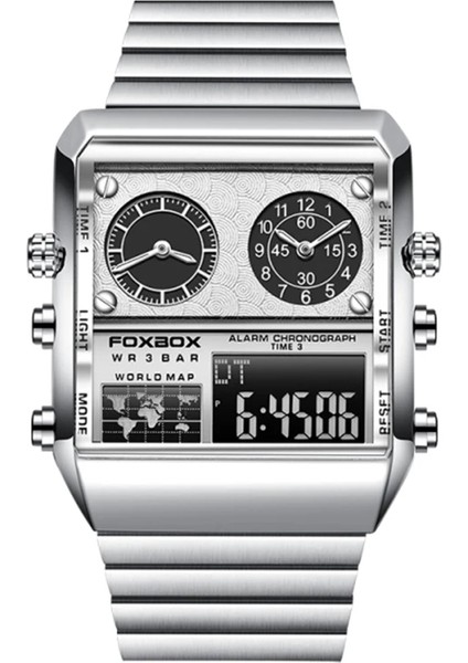 Gümüş Dijital Saat FB0011 Lüks LED Spor Chronograph Dijital Saatler Çelik Otomatik Erkek Çalar Saat Kol Saati Saatler Erkekler Bilek (Yurt Dışından)