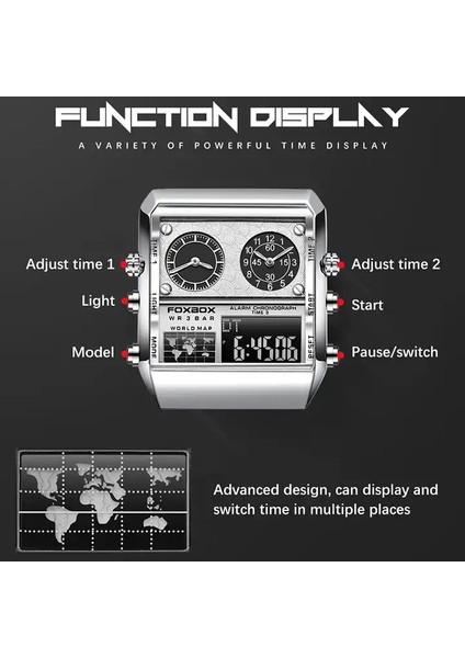 Gümüş Dijital Saat FB0011 Lüks LED Spor Chronograph Dijital Saatler Çelik Otomatik Erkek Çalar Saat Kol Saati Saatler Erkekler Bilek (Yurt Dışından)