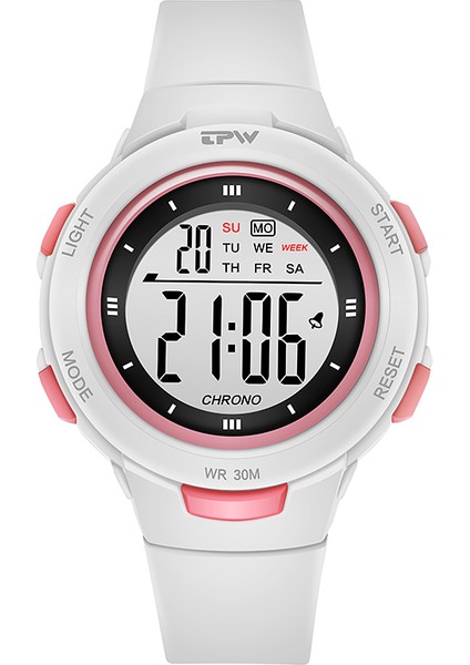 Spor Insanlar Için Beyaz 3ATM Su Geçirmez Dijital Saat Genç Öğrenciler 40MM Kadran Abs Kılıfı Işıklı Gün / Tarih Özelliği Ücretsiz Örnek (Yurt Dışından)