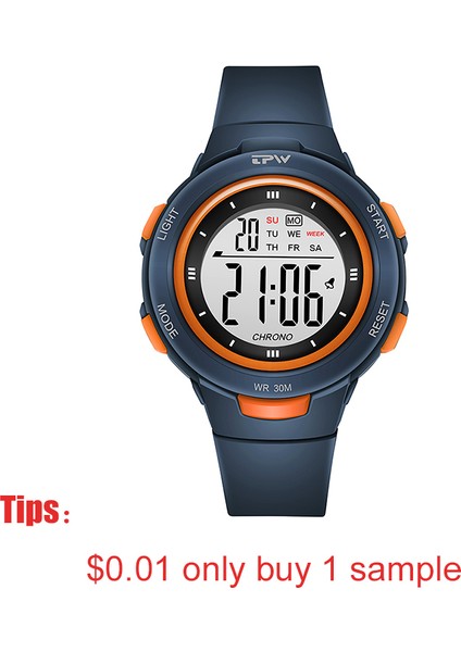 Spor Insanlar Için Beyaz 3ATM Su Geçirmez Dijital Saat Genç Öğrenciler 40MM Kadran Abs Kılıfı Işıklı Gün / Tarih Özelliği Ücretsiz Örnek (Yurt Dışından) modelleri