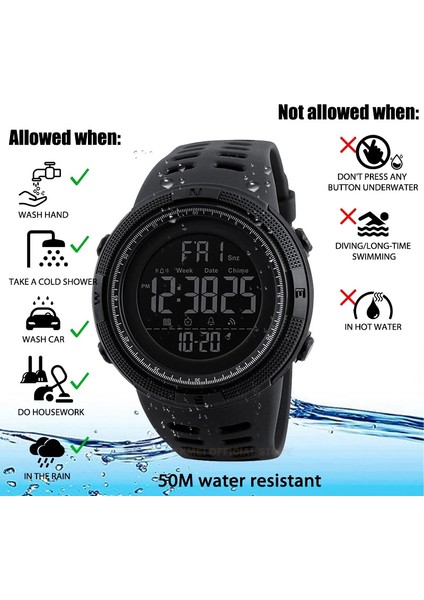 SK1251-2 Dropshipping Moda Açık Spor Izle Erkekler Çok Fonksiyonlu Çalar Saat Chronograph 5bar Su Geçirmez Reloj Hombre Dijital Saat (Yurt Dışından)