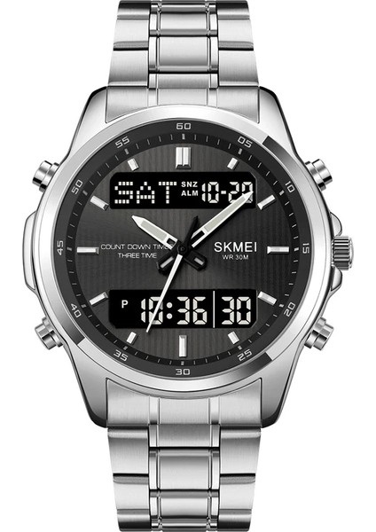 Gümüş Siyah Skmei 2049 Reloj Skmei 2049 Analog Dijital Saat Erkek Relojes-Hombr Al Por Belediye Başkanı Kol Saati Erkekler Kadın Reçel Tangan (Yurt Dışından)