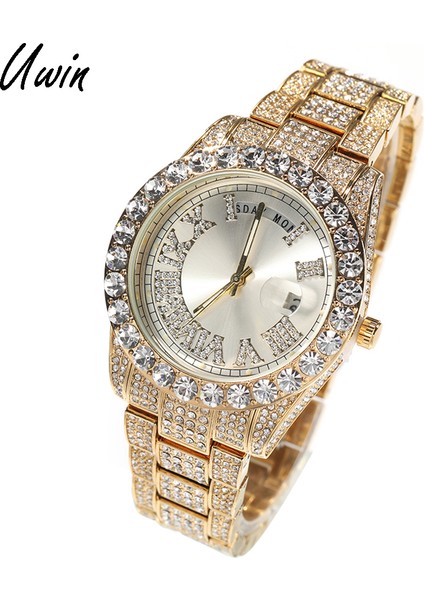 Iki Ton + Beyaz Hip Hop Moda Kuvars Izle Çift Hareketi Büyük Yuvarlak Elmas Su Geçirmez Takvim Trend Kadın Erkek Izle (Yurt Dışından) fiyatları