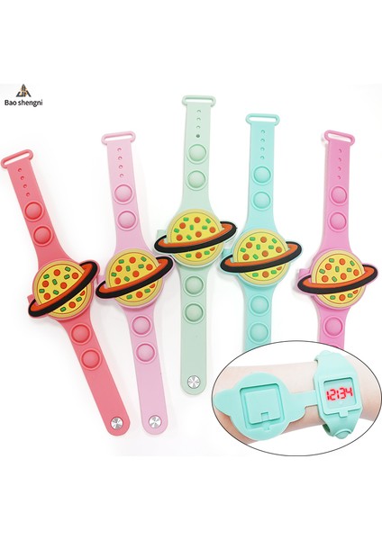 Yeşil Karikatür ve Moda Sıcak Satış Yıldız Toprak Silikon Pop Izle Çocuklar Karikatür Izle Çocuk Elektronik Saat Silikon LED Oyuncak Reloj (Yurt Dışından) fırsatları