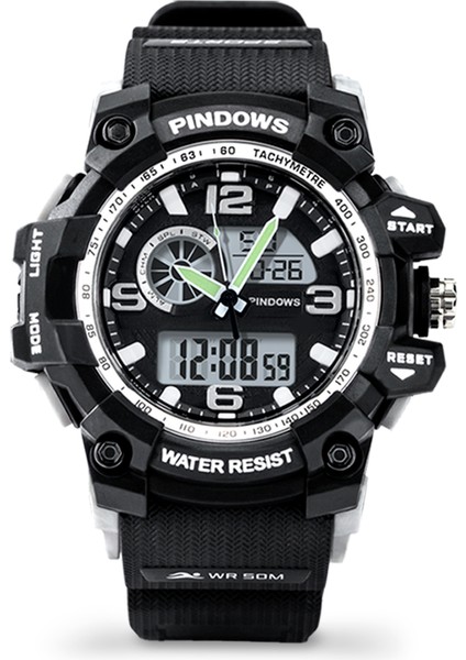PDS-628-NI0 Unisex Pindows Bilezik Kız Erkek Çocuk Su Geçirmez Analog Dijital 5ATM Su Geçirmez LED Ekran Dijital ve Analog-Dijital Saat (Yurt Dışından)