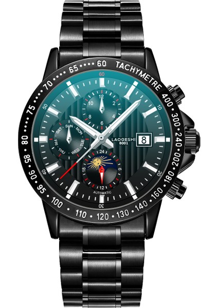 Siyah Kabuk Beyaz Sıcak Satış Laogeshi 8001A Erkek Mekanik Saatı Lüks Tasarımcı En Kaliteli Otomatik Mekanik Saat (Yurt Dışından)