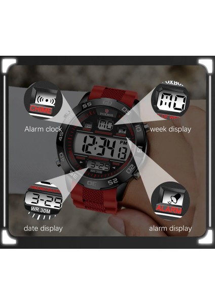 FB0028B Dijital Saat Lige Erkekler Izle Dlectronic Dijital Saatler Erkek Iş Kol Saati Spor Çalar Saat Izle Erkekler Için Relogio Masculino (Yurt Dışından)