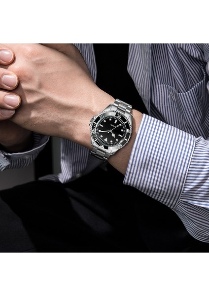 Gümüş-Siyah Sıcak Lüks Kuvars Saatler Erkekler Bilek Relojes De Cuarzo Para Hombre Orologio Uomo Oem Özel Logo Saatler Erkekler (Yurt Dışından) fırsatları