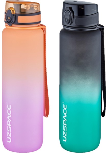 2'li Tritan Matara Seti 1000 ml Büyük Boy Çift Renk Softtouch Ff Collection Tritan Su Matarası