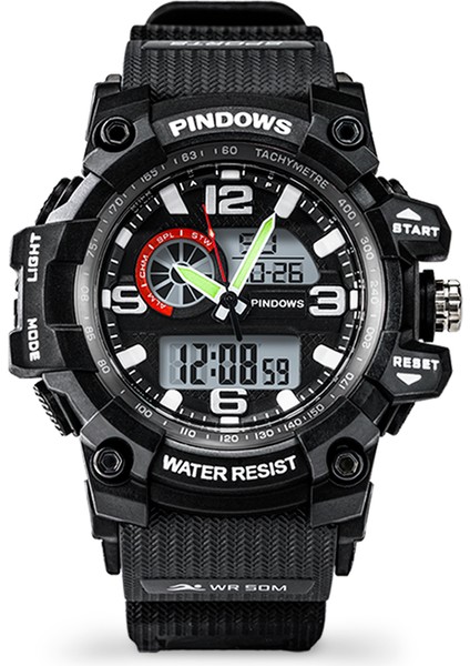 PDS-628-NI0 Moda Pindows Fabrikası Büyük Kasa 5ATM Su Geçirmez Plastik Dijital Erkek Kol Saati Bilek LED Spor Dijital 5ATM Lüks Elektronik Saat (Yurt Dışından) fiyatları