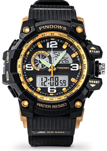 PDS-628-NI0 Moda Pindows Fabrikası Büyük Kasa 5ATM Su Geçirmez Plastik Dijital Erkek Kol Saati Bilek LED Spor Dijital 5ATM Lüks Elektronik Saat (Yurt Dışından) fırsatları