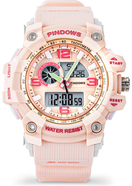 PDS-628-NI0 Moda Pindows Fabrikası Büyük Kasa 5ATM Su Geçirmez Plastik Dijital Erkek Kol Saati Bilek LED Spor Dijital 5ATM Lüks Elektronik Saat (Yurt Dışından) indirimleri