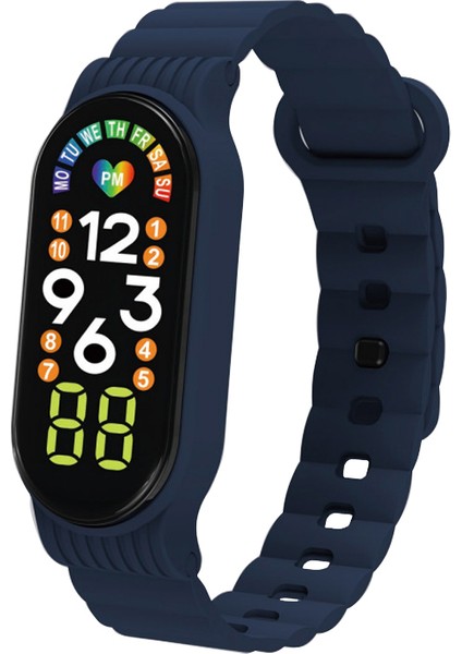 Koyu Mavi Dijital LED Ekran Izle Oem Moda Dokunmatik Ekran LED Saatler Spor Plastik Bant Gün Tarihi Dijital Saatler Reloj Hombre Erkekler Için LED Dijital Saat (Yurt Dışından)