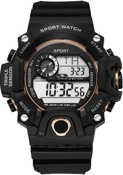 Siyah Altın Spor Dijital Saat Basit Dijital LED Su Geçirmez Izle Erkek Izle G Tarzı Öğrenci Spor Açık Izle (Yurt Dışından)