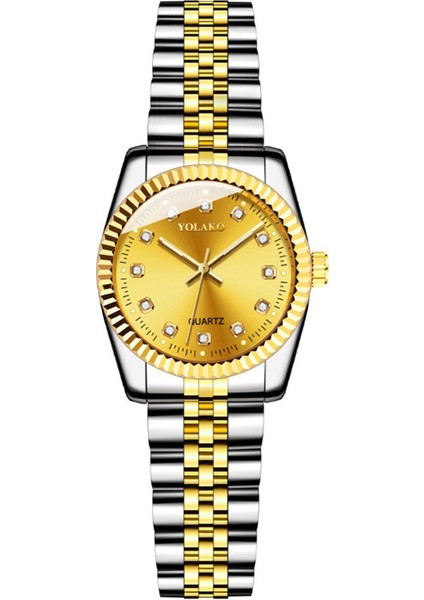 Stil 6 Eğlence Elmas Yüzlü Çelik Bant Takvim Izle Kadın Basit Eğlence Öğrenci Moda Kuvars Altın Takım Elbise Çift (Yurt Dışından)