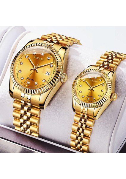 Stil 6 Eğlence Elmas Yüzlü Çelik Bant Takvim Izle Kadın Basit Eğlence Öğrenci Moda Kuvars Altın Takım Elbise Çift (Yurt Dışından) fiyatları