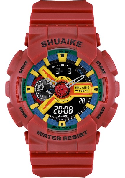 Kırmızı 922 En Çok Satan Moda Büyük Boy Serin Çift Ekran Spor Kuvars Kol Saati Lüks Elektronik Analog Erkek Izle (Yurt Dışından)