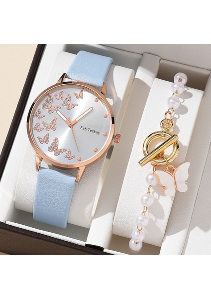 Safir Mavi + Bilezik Saatler Moda Kadın Mizaç Kemer Izle Rahat Çok Yönlü Kelebek Elmas Kuvars Izle (Yurt Dışından) fırsatları