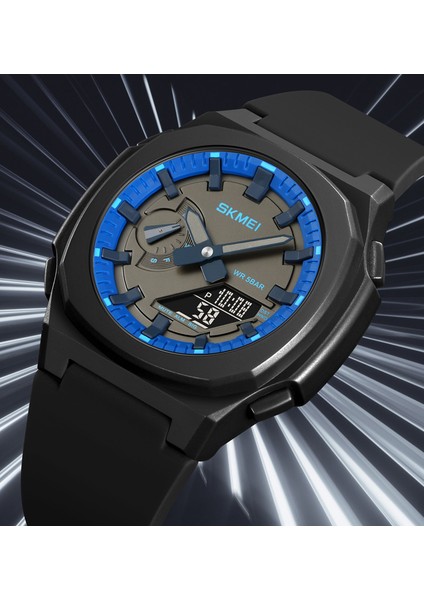Siyah-Mavi-Beyaz_-10 Moda 2023 Sıcak Satış Yeni Skmei 2091 Çift Zamanlı Spor Izle Erkekler Için Analog Dijital Saatler Hombres Reloj (Yurt Dışından)