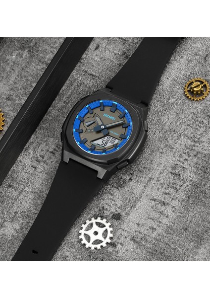 Siyah-Mavi-Beyaz_-10 Moda 2023 Sıcak Satış Yeni Skmei 2091 Çift Zamanlı Spor Izle Erkekler Için Analog Dijital Saatler Hombres Reloj (Yurt Dışından)