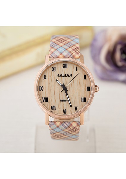 04 Moda Yeni Moda Kadın Su Geçirmez Romen Rakamları Kadran Yaz Renk Moda Trendy Ekose Kayış Deri Bilek Kadın Kuvars Izle (Yurt Dışından) fiyatları