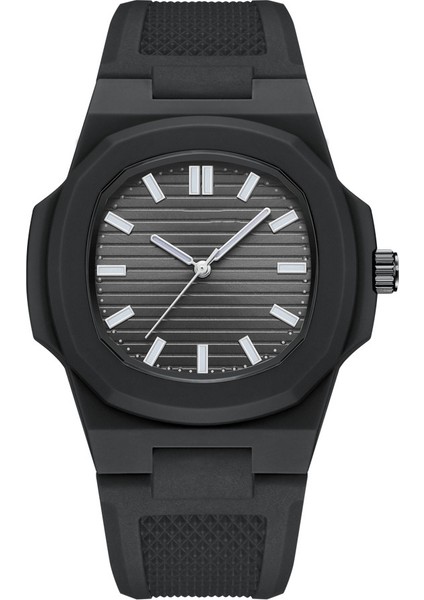 Siyah Siyah Yeni Varış Moda Kare Su Geçirmez Aydınlık Siyah Silikon Izle Erkekler Için Özel Spor Kuvars Izle Relojes (Yurt Dışından)