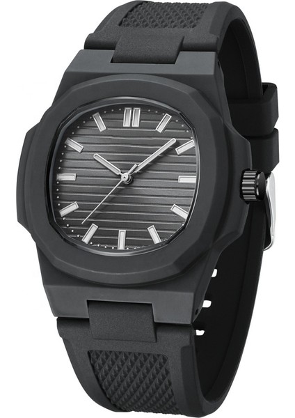 Siyah Siyah Yeni Varış Moda Kare Su Geçirmez Aydınlık Siyah Silikon Izle Erkekler Için Özel Spor Kuvars Izle Relojes (Yurt Dışından) fiyatları