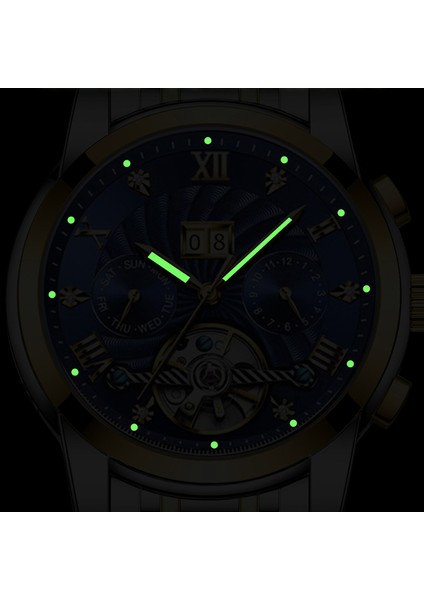 Stil 7 Mekanik Saat Özel Logo Moda Mekanik Saat Yeni Tasarım Tam Otomatik Mekanik Saat Çok Fonksiyonlu Erkek Bilek Saati (Yurt Dışından) fırsatları