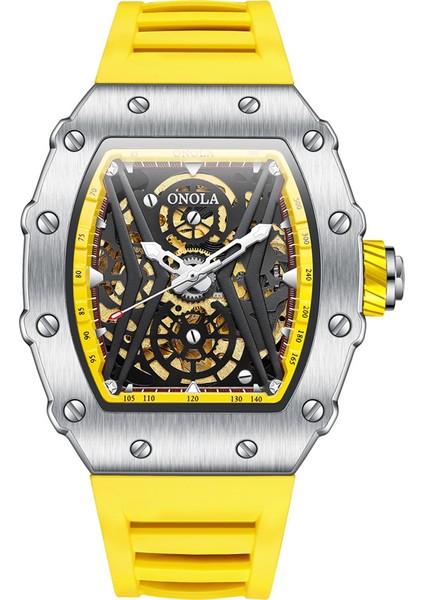 E 10CM * 10CM * 5cm Lüks Klasik Marka Bilek Saatleri Relojes Silikon Erkek Erkek Mekanik Spor Relogio Saatler Için Otomatik Izle Oymak (Yurt Dışından)