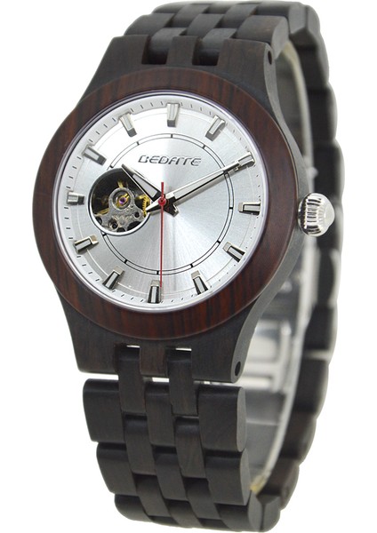 Abanoz Erkekler Rahat Erkekler Hediye Saatler Kelebek Toka ile 3ATM Suya Dayanıklı Ahşap Kasa ve Bant Erkekler Mekanik Saat (Yurt Dışından)