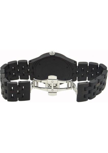 Abanoz Erkekler Rahat Erkekler Hediye Saatler Kelebek Toka ile 3ATM Suya Dayanıklı Ahşap Kasa ve Bant Erkekler Mekanik Saat (Yurt Dışından) fırsatları