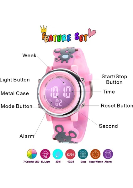 Red Mouse Mouse Pc Bebek Izle Kız Çocuklar Için Dijital Saat Saatler (Yurt Dışından)