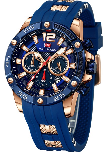 MFA4007 Resim Olarak Mini Focus 0349 Erkek Kronograf Izle Aydınlık Spor Kol Saati Mavi Silikon Kayış Kuvars Izle Reloj Mini Focus Mf Kol Saati (Yurt Dışından)