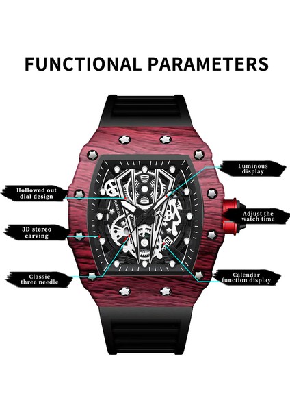 #6 Minimalist/klasik Özel Saat Kadranı Erkekler Montre Homme Lüks Karbon Fiber Tarzı Minimalist Su Geçirmez Uhren Spor Erkek Spor Reloj Kuvars Saatler (Yurt Dışından)