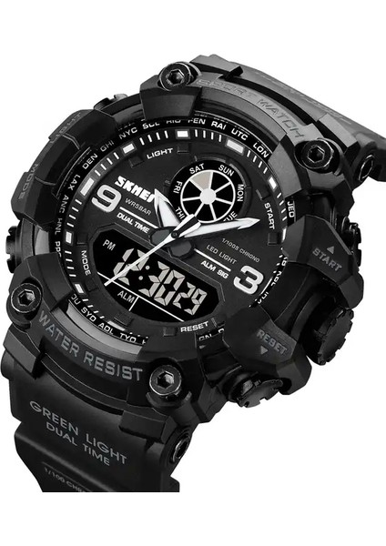 Siyah Skmei 1818 Sıcak Satış Modeli 1818 Skmei Dijital Saat Ikili Zaman 5ATM Özelleştirilmiş Kişiselleştirilmiş Moda Silikon Sapanlar Izle (Yurt Dışından) fırsatları