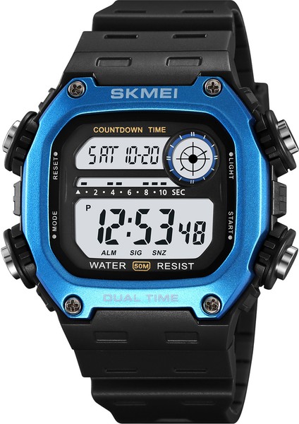 Siyah-Mavi Dijital Saat Özel Yapılmış Logo Erkek Spor Saatleri Üreticisi Oem Kabul Edilebilir Tasarım 2126 Kol Saati 50 Metre Su Geçirmez Dijital Saat (Yurt Dışından)