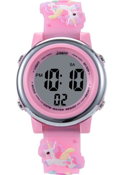 Pembe Unicorn Darbeye Dayanıklı Yedi Renk Takvimler Aydınlık Özel Izle Su Geçirmez Çocuklar Için Dijital Saat Zamanlı Çalar Saat Kız Çocuklar Izle (Yurt Dışından)