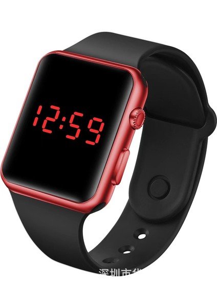 Kırmızı Spor Izle Spor Saat Kadınlar ve Erkekler Için Elektronik LED Dijital Saat Moda Rahat Basit Silikon Kadın Izle (Yurt Dışından)