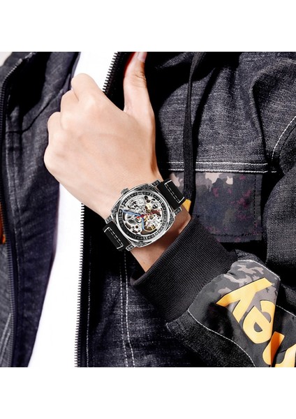 Kahverengi Lüks Otomatik Saatler Erkekler Izle Orijinal Paslanmaz Çelik Bant Kol Saatleri Moda Mekanik Saatler (Yurt Dışından)