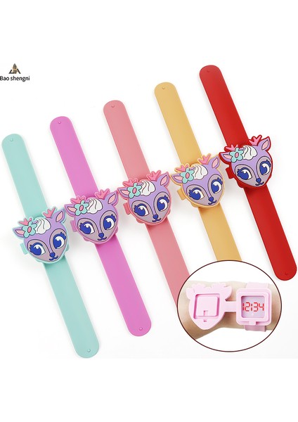 Mavi Karton 2023 LED Dijital Çocuk Izle Pembe Küçük Açık Kahverengi Kız Erkek Kapak Çevirin Silikon Yumuşak Kabarcık Bant Izle Doğum Günü Hediyesi Için (Yurt Dışından)